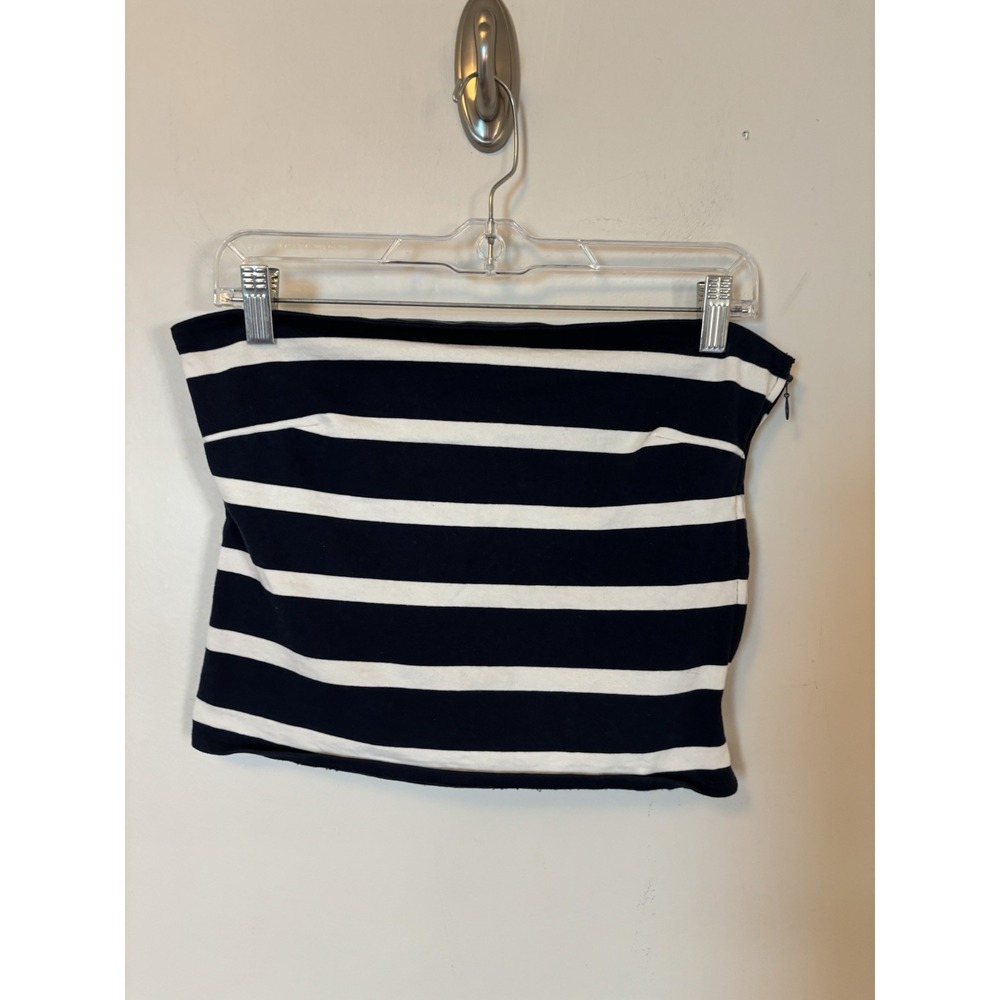 J Crew Tube Top Blue White Striped Nautical 100% Cotton Preppy Small